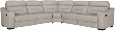 Taylor Lt Gray Leather & Vinyl Small Two-Arm Manually Reclining Sectional