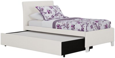 Fantasia White Upholstered Platform Storage Bed
