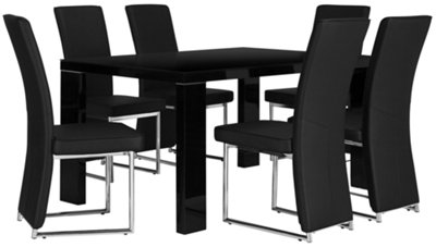 Paris Black Rectangular Table & 4 Upholstered Chairs