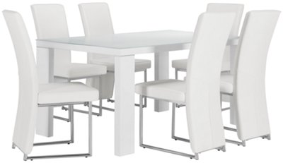 Paris White Rectangular Table & 4 Upholstered Chairs