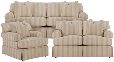 Erica Stripe Fabric Living Room