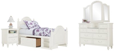 Olivia White Low Poster Storage Bedroom