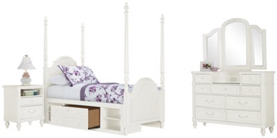 Olivia White High Poster Storage Bedroom