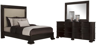 Hudson Dark Tone Upholstered Platform Bedroom