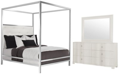 Landon White Metal Canopy Bedroom