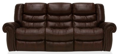 Peyton2 Dk Brown Leather & Vinyl Reclining Sofa
