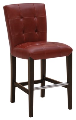 Trisha Red Bonded Leather 24" Upholstered Barstool