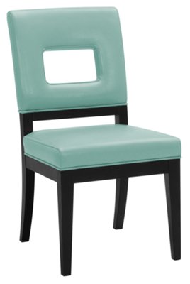 Lt Blue Bonded Leather Side Chair