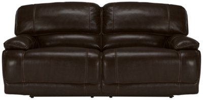 Benson Dk Brown Leather & Vinyl Reclining Sofa