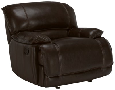 Dk Brown Leather & Vinyl Glider Recliner
