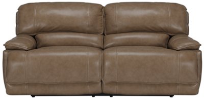 Dk Taupe Leather & Vinyl Power Reclining Sofa