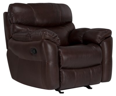 Dk Brown Leather & Vinyl Glider Recliner