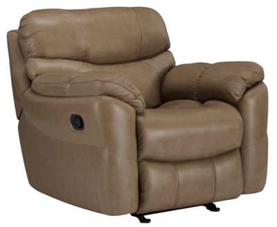 Dk Taupe Leather & Vinyl Power Recliner