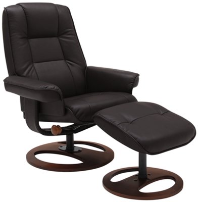 Dawson Dk Brown Upholstered Recliner & Ottoman