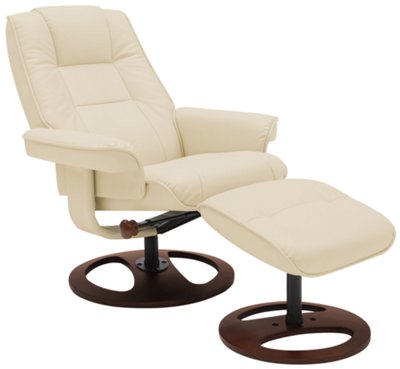 Dawson Beige Upholstered Recliner & Ottoman