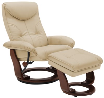 Oliver Dk Beige Bonded Leather Recliner & Ottoman