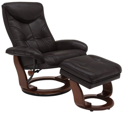 Oliver Dk Brown Bonded Leather Recliner & Ottoman