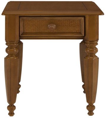 Mid Tone Woven Storage End Table