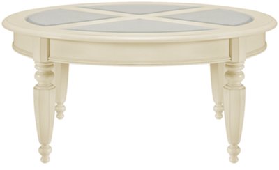 White Woven Round Coffee Table