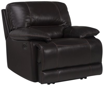 Dk Brown Leather & Vinyl Recliner