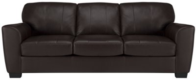 Dk Brown Leather & Vinyl Sofa