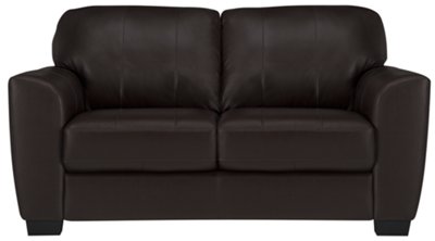 Dk Brown Leather & Vinyl Loveseat