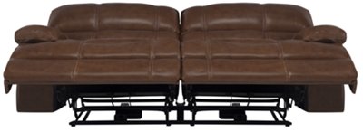 Alton2 Md Brown Leather & Vinyl Power Reclining Sofa