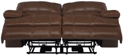 Alton2 Md Brown Leather & Vinyl Power Reclining Loveseat