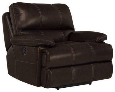 Dk Brown Leather & Vinyl Recliner