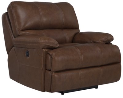 Md Brown Leather & Vinyl Power Recliner