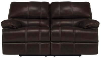 Dk Brown Leather & Vinyl Power Reclining Loveseat