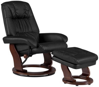 Norris Black Upholstered Recliner & Ottoman