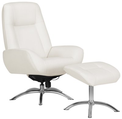 Tobias White Upholstered Recliner & Ottoman
