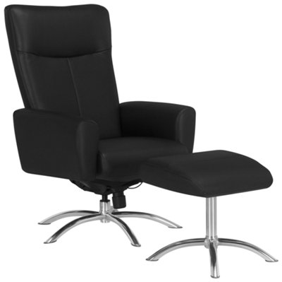 Portia Black Upholstered Recliner & Ottoman