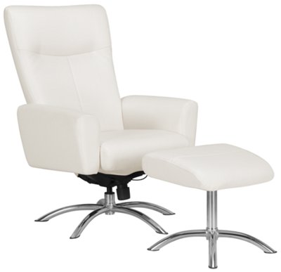 Portia White Upholstered Recliner & Ottoman