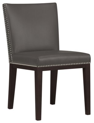 Vintage Gray Bonded Leather Upholstered Side Chair