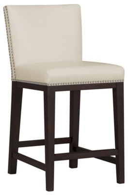 White Bonded Leather 24" Upholstered Barstool