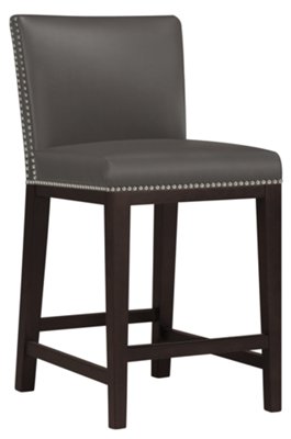 Gray Bonded Leather 24" Upholstered Barstool