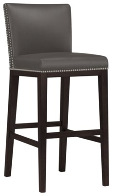 Gray Bonded Leather 30" Upholstered Barstool