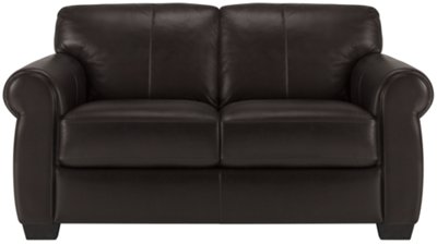 Dk Brown Leather & Vinyl Loveseat