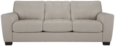 Lt Gray Leather & Vinyl Sofa