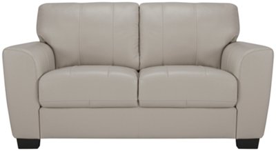 Lt Gray Leather & Vinyl Loveseat