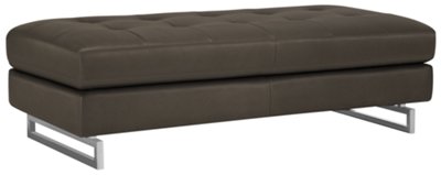 Gray Bonded Leather Ottoman