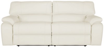 Paloma White Leather & Vinyl Power Reclining Sofa