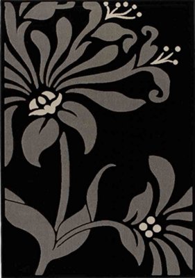 Floral Black 5X8 Area Rug