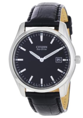 Citizen Eco-Drive Stiletto Round Black Strap (Men's)