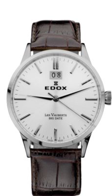 Edox Les Vauberts Big Date SS Silver (Men's)