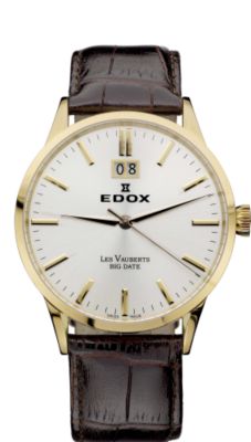 Edox Les Vauberts Big Date Rose PVD Silver (Men's)