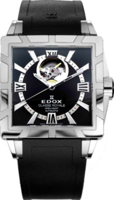 Edox Classe Royale Open Heart SS Black (Men's)