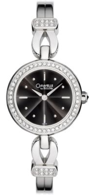 Caravelle Black Sun-Ray Swarovski Bracelet (Women's)